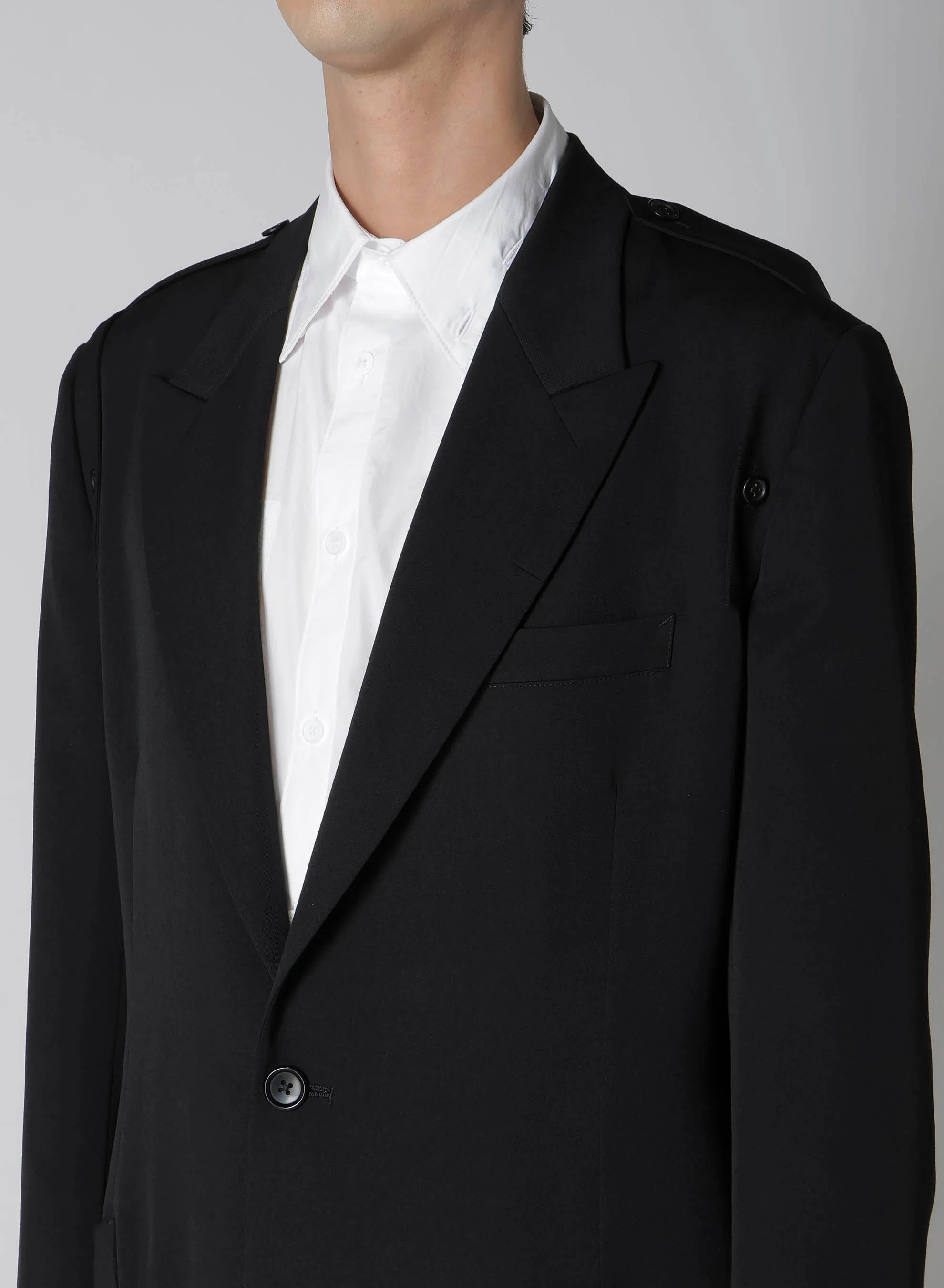 WOOL GABARDINE SHOULDER BUTTON JACKET