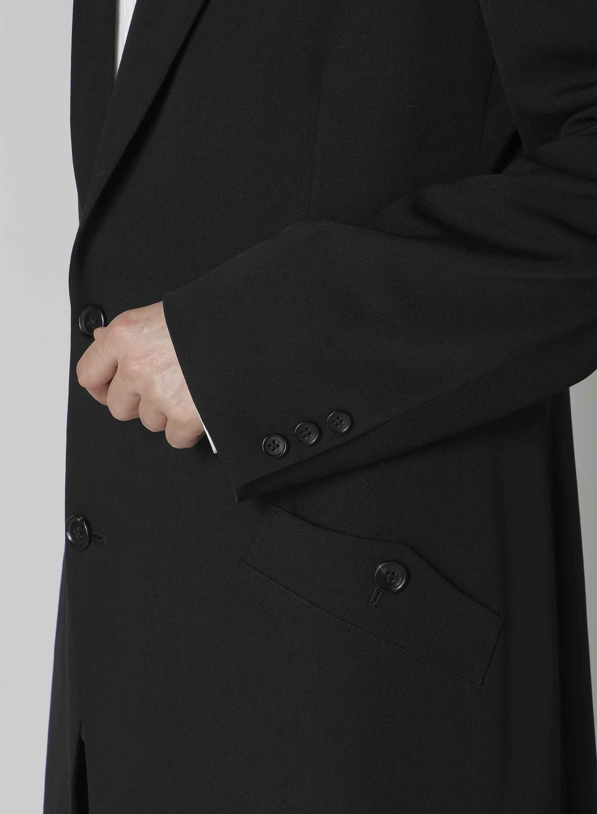 WOOL GABARDINE SHOULDER BUTTON JACKET