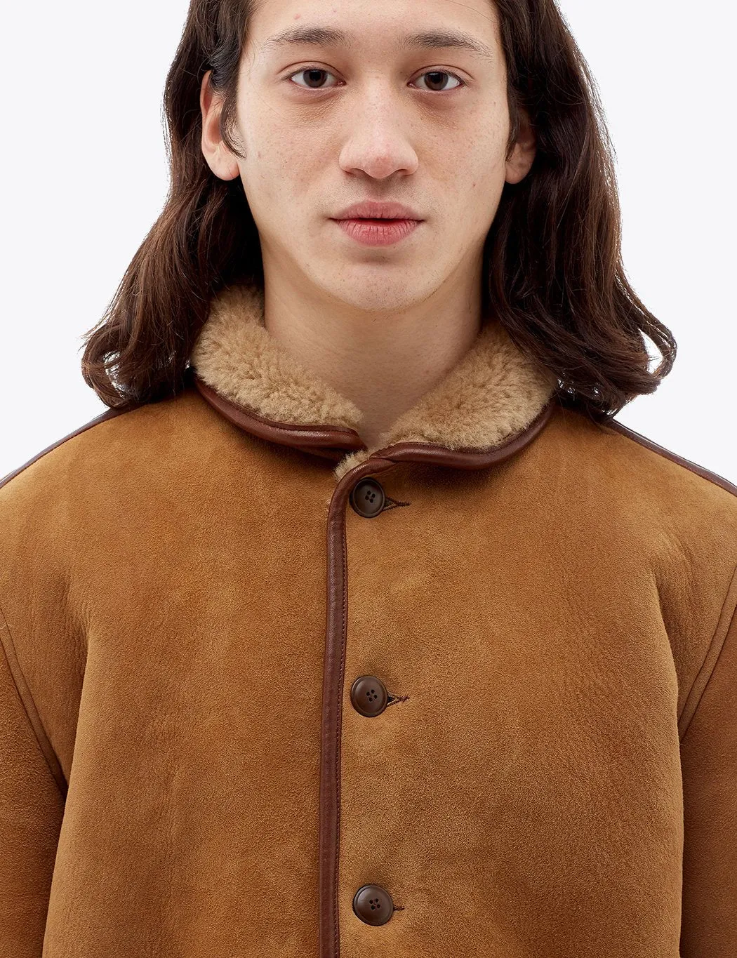 YMC Brainticket Sheepskin Coat (Suede) - Tan