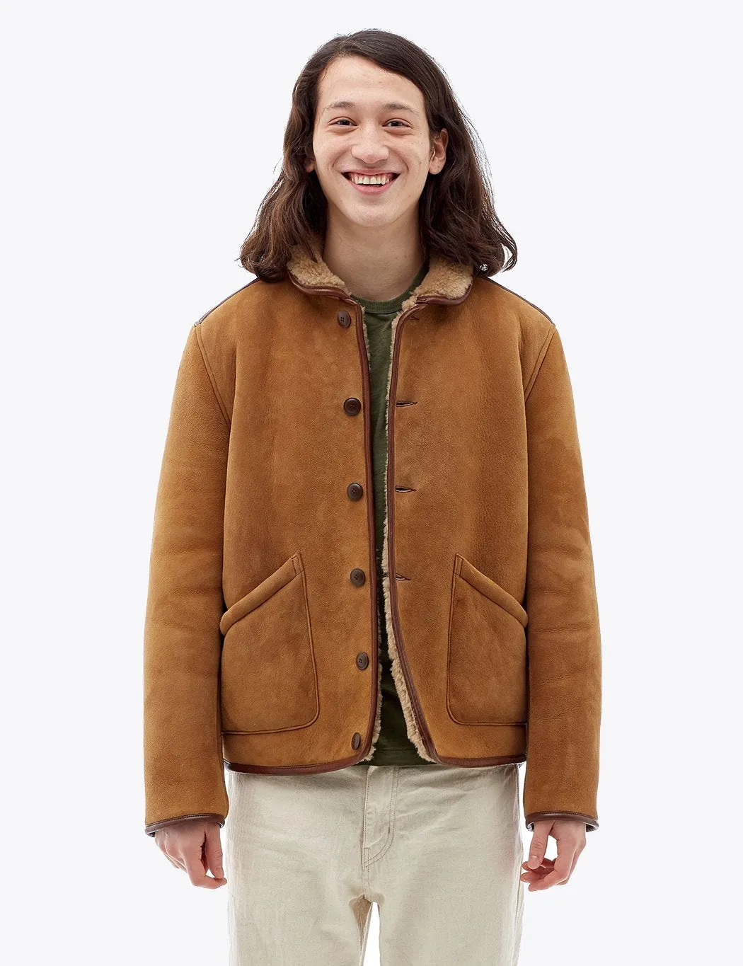 YMC Brainticket Sheepskin Coat (Suede) - Tan