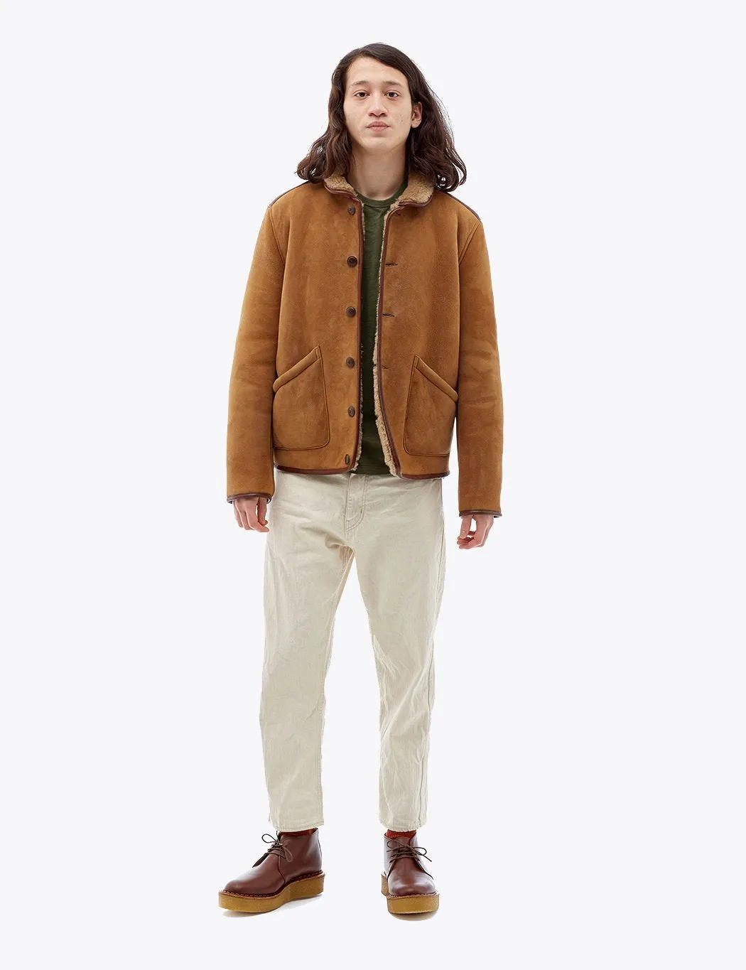 YMC Brainticket Sheepskin Coat (Suede) - Tan