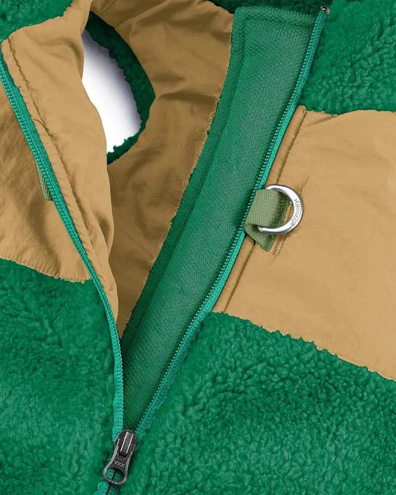 Zip-Up Sherpa Harness Vest in Forest Green