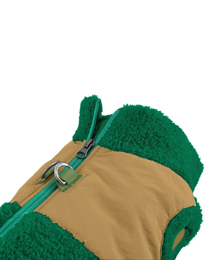 Zip-Up Sherpa Harness Vest in Forest Green