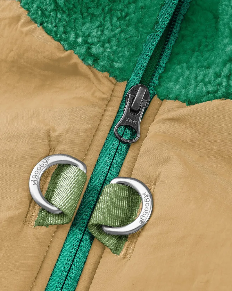 Zip-Up Sherpa Harness Vest in Forest Green