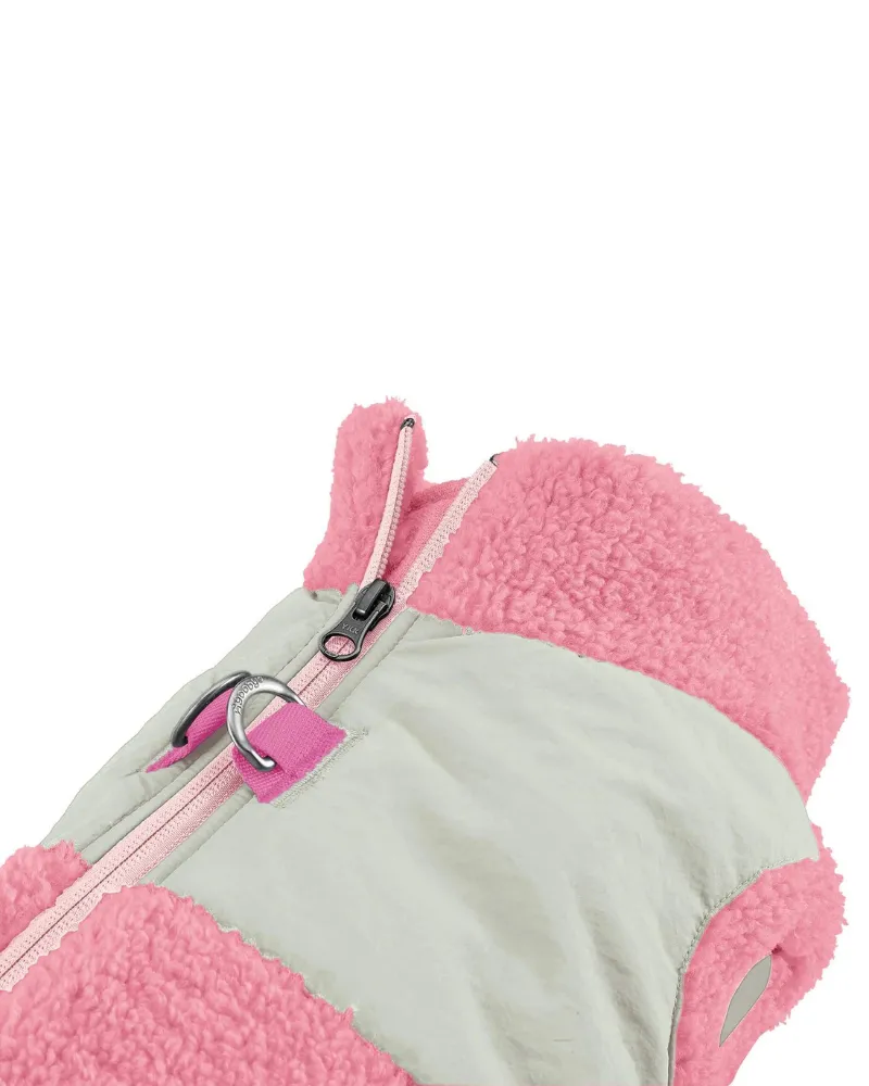 Zip-Up Sherpa Harness Vest in Petal Pink